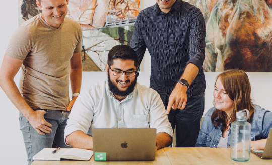 Happy people in office