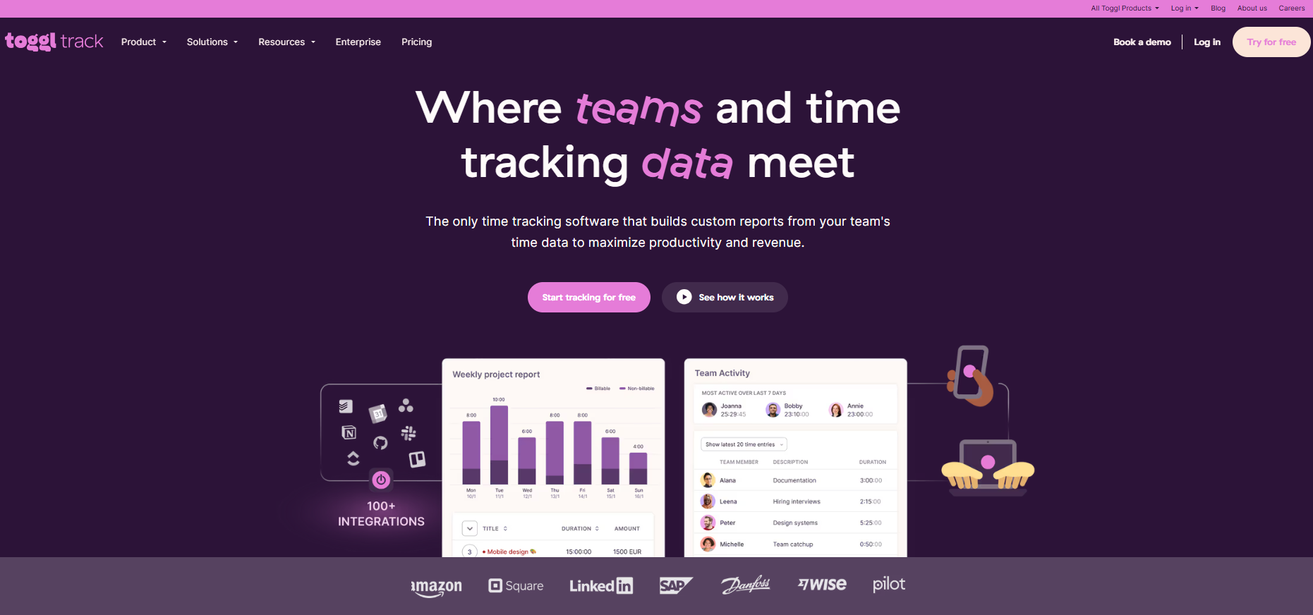 Toggl landing page