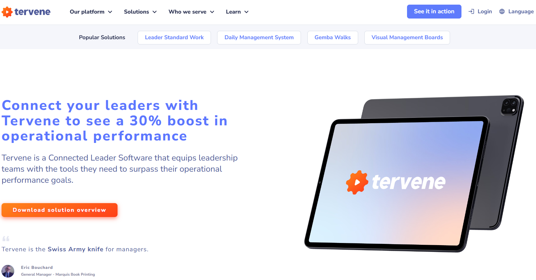 Tervene landing page