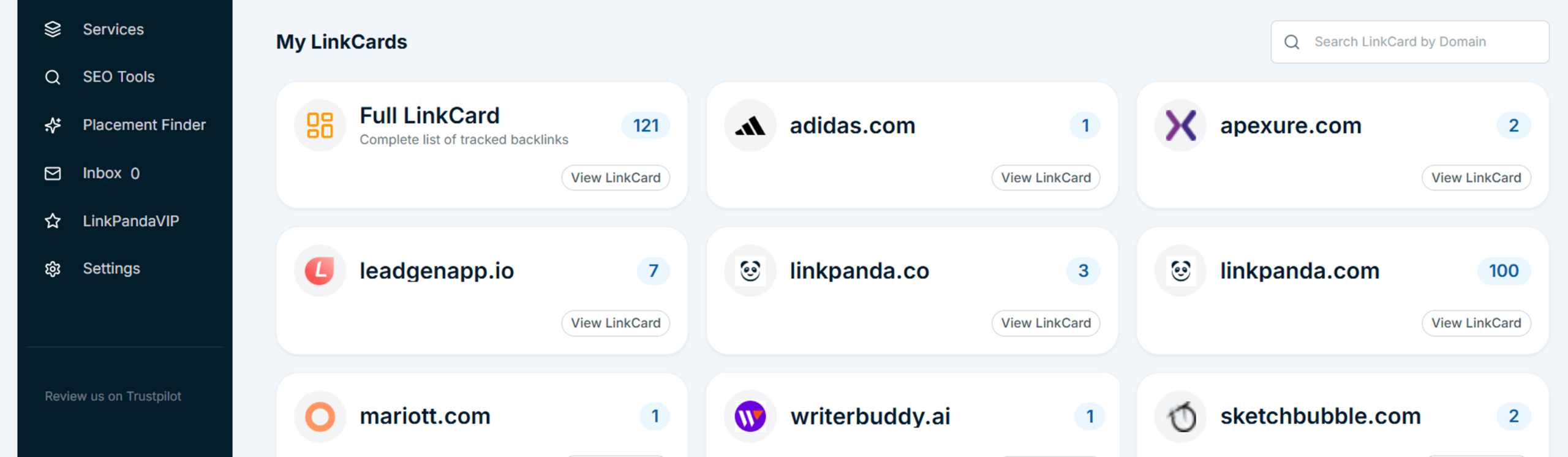LinkPanda App Sub LinkCards