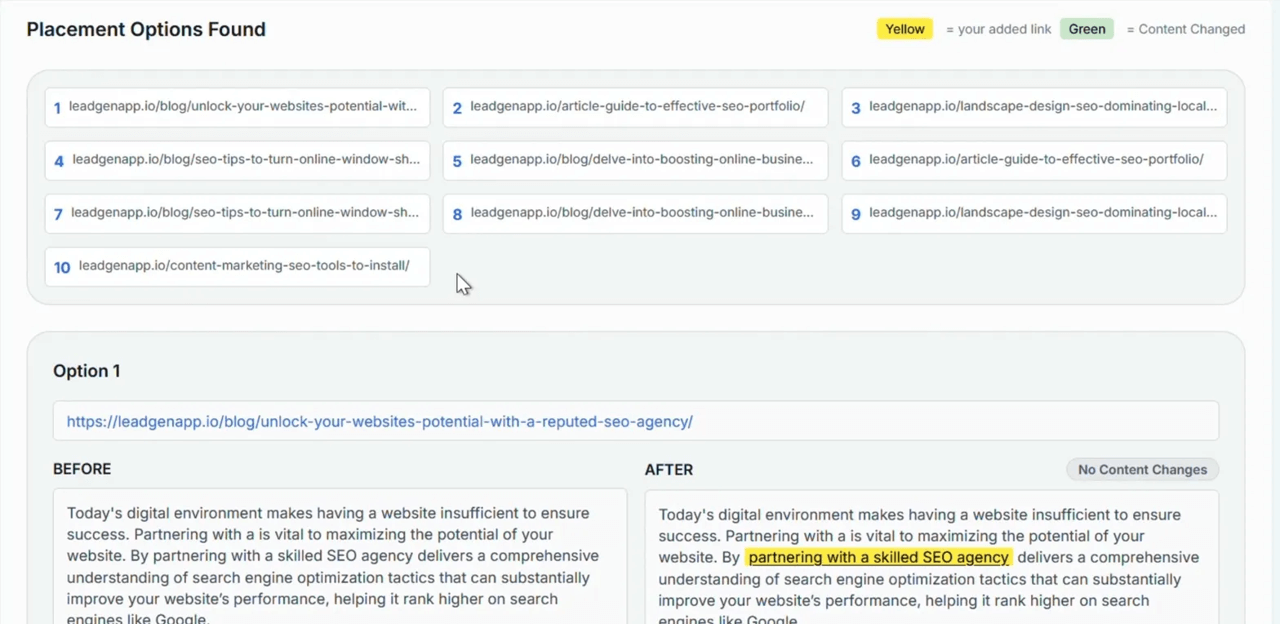 Placement options found