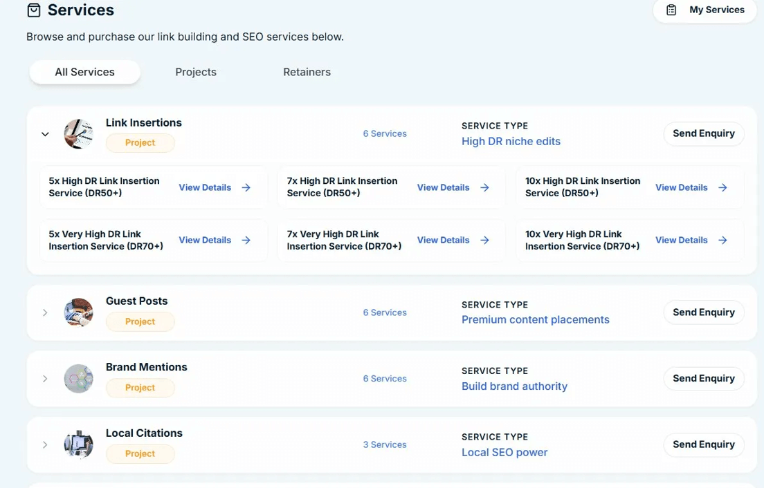 Services - Expanding a section