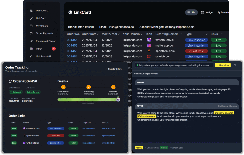 LinkPanda app screens