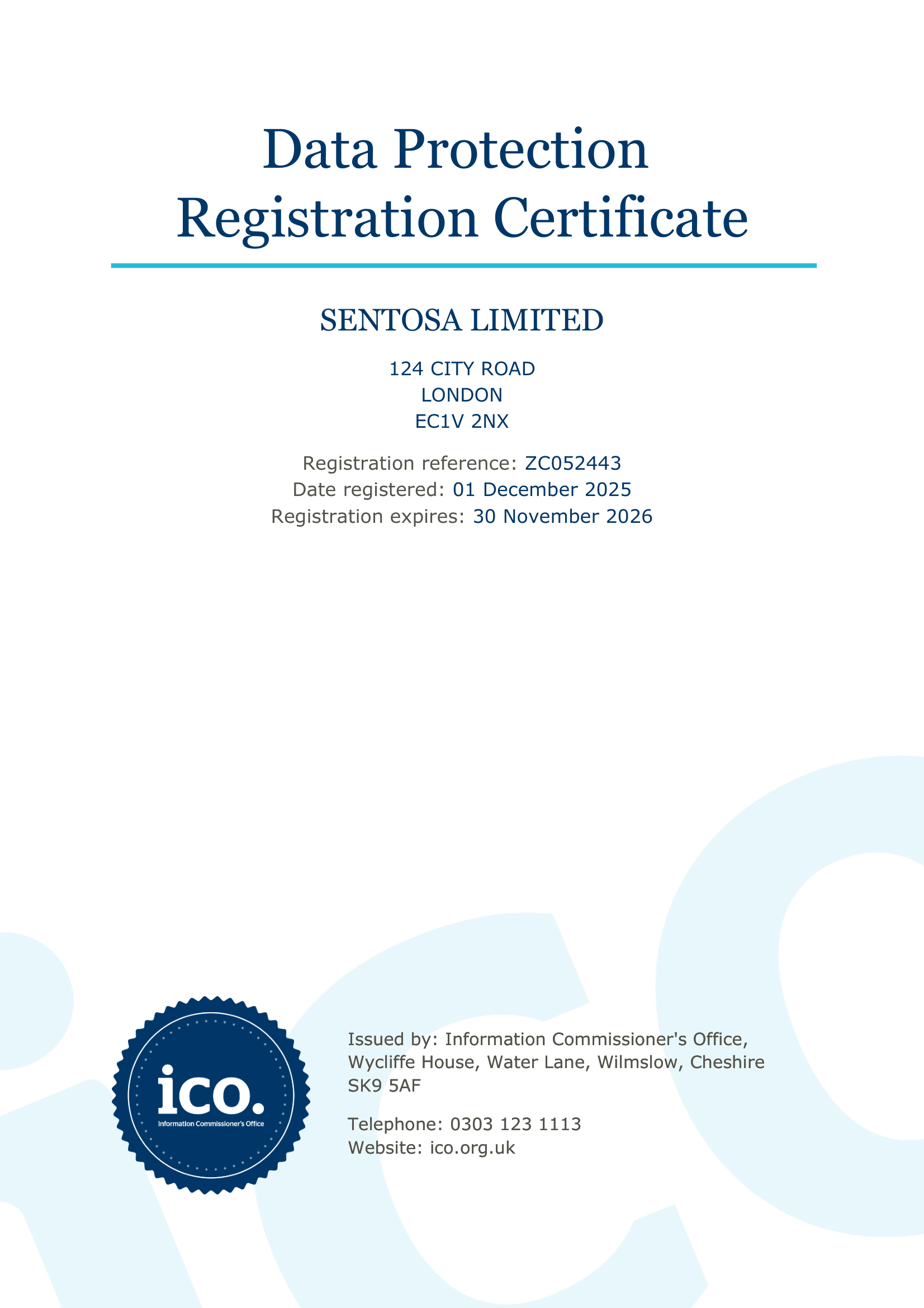 LinkPanda ICO Data Protection Registration Certificate ZC052443