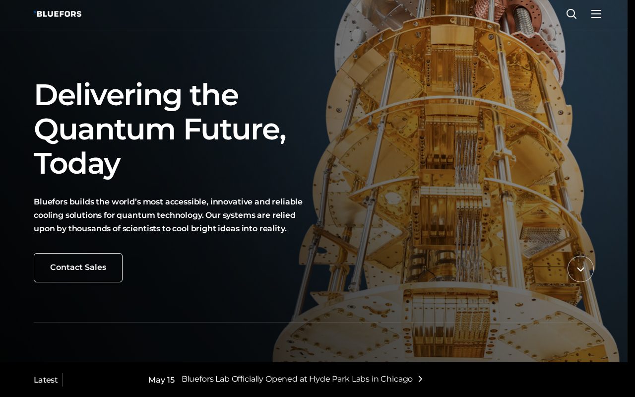 Bluefors website screenshot