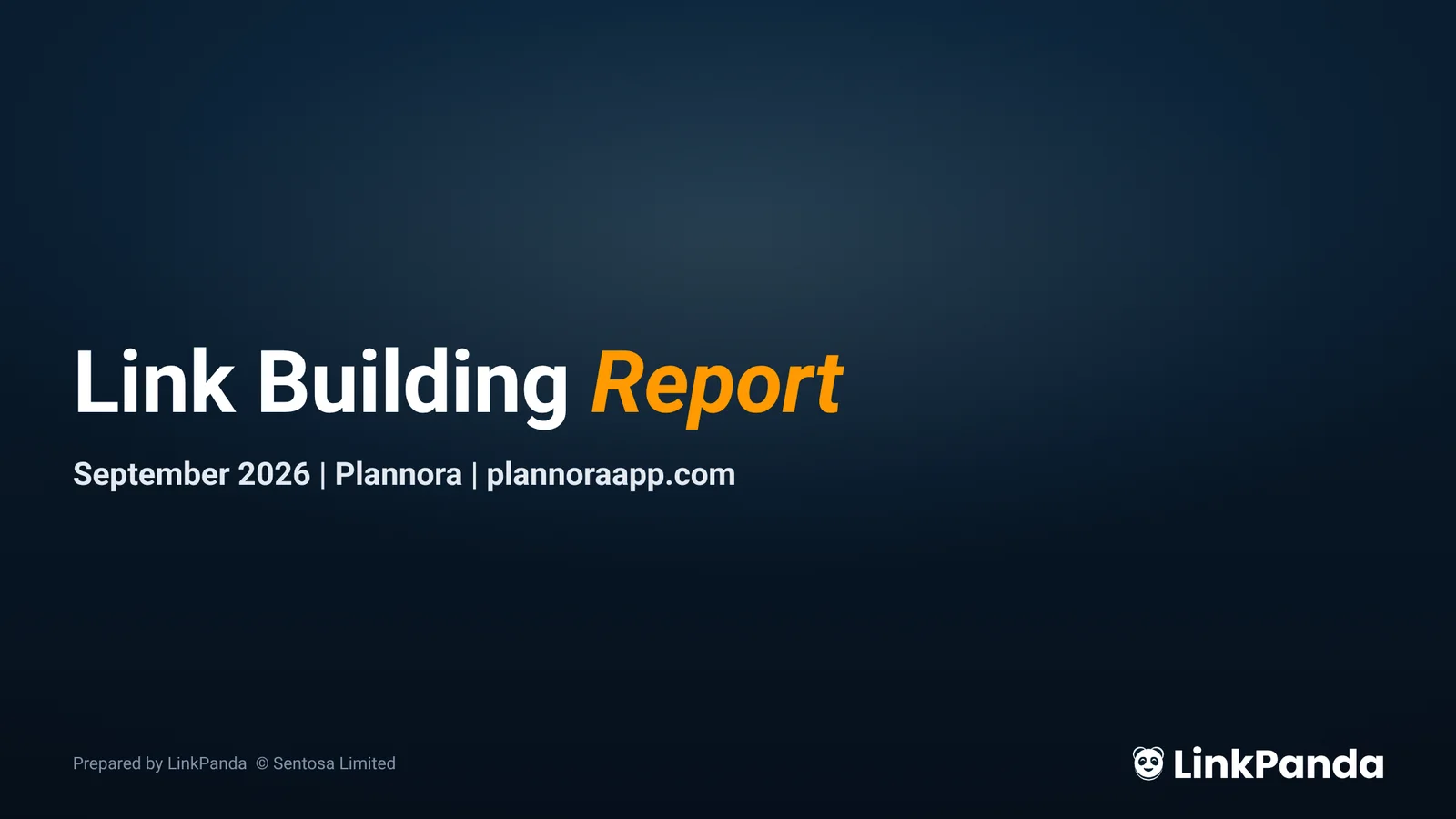 Cover slide of an example report