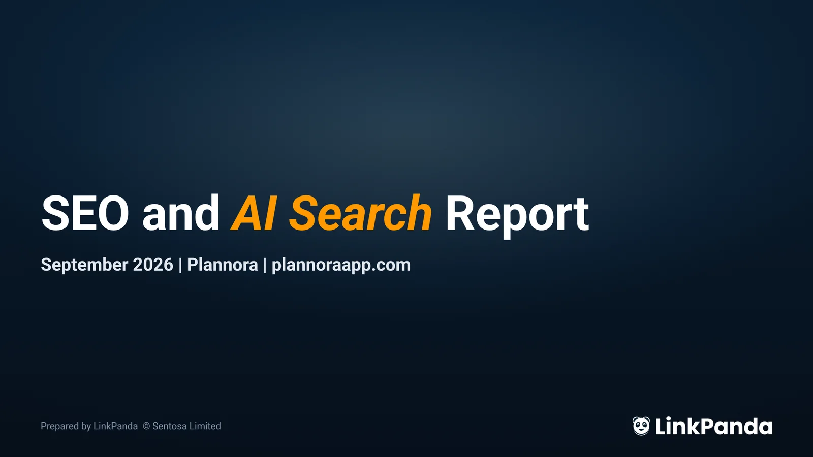Cover slide of an example report